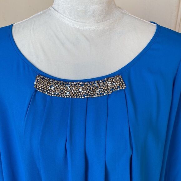 Alfani blue pullover top with embellishment size 12 - Picture 2 of 8